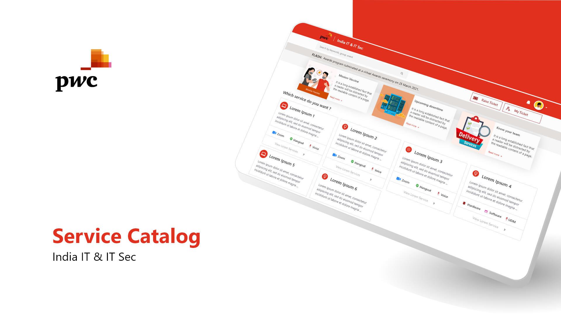 PwC service catalogue Tanisha's portfolio